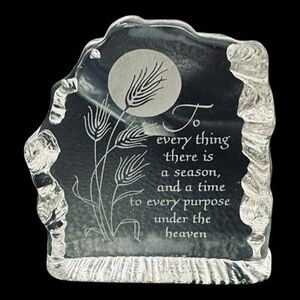 Vintage Hallmark 1976 Etched Clear Crystal Figurine Paperweight 3x3.5 Austria VG